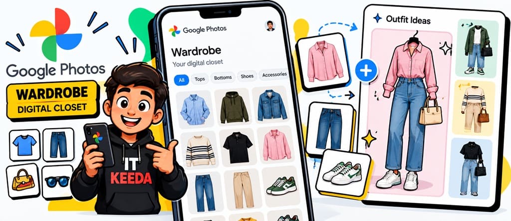 Google Photos Gemini Spark feature का AI-powered photo selection और editing illustration